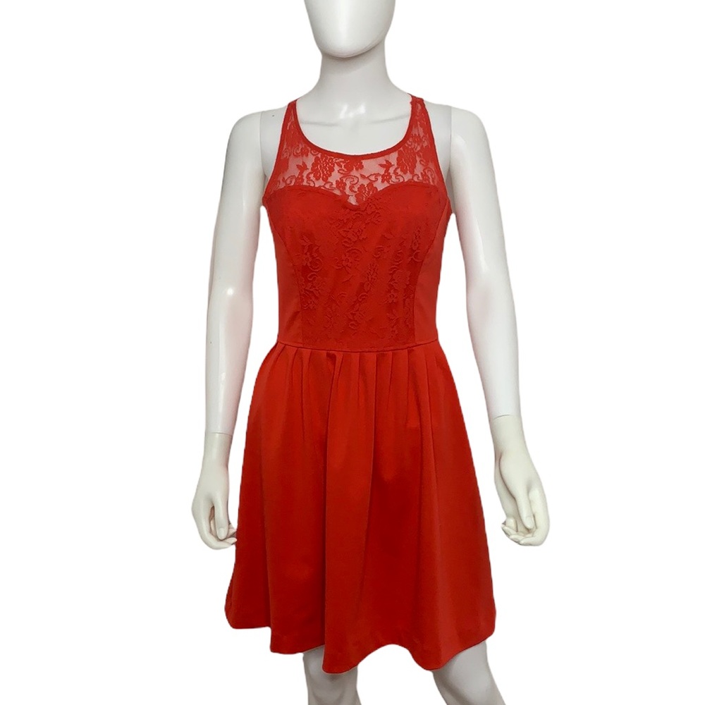 Elegant Lauren Conrad Lace Sweetheart Neckline Red Valentine's Day Dress Size 8